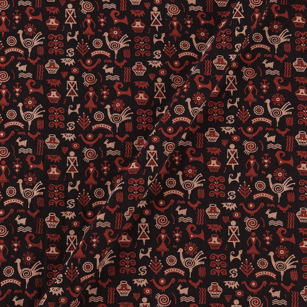 Gamathi Cotton Black Colour Natural Dyed Quriky Print 46 Inches Width Fabric freeshipping - SourceItRight