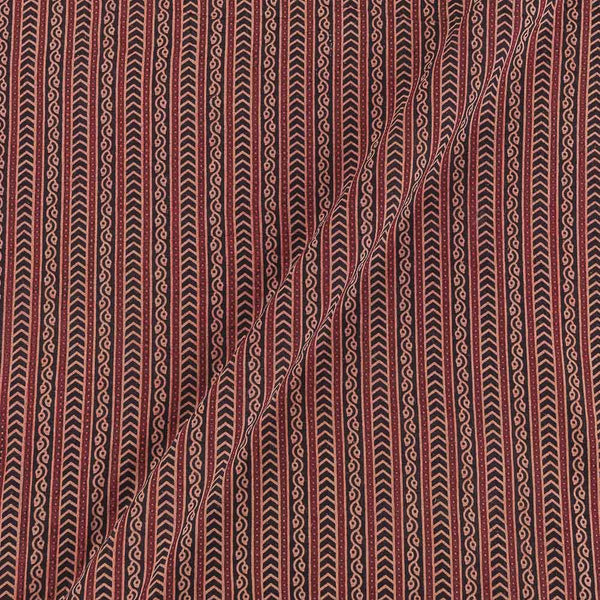 Gamathi Cotton Natural Dyed All Over Border Print Black Colour Fabric 9445AER Online