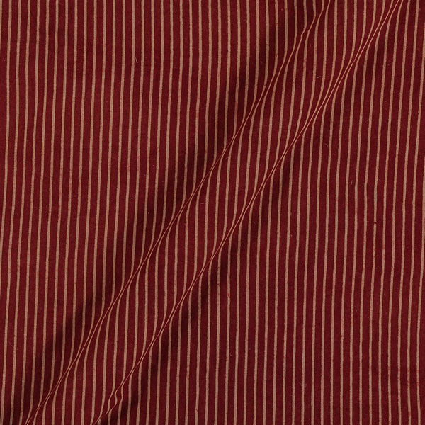 Gamathi Cotton Natural Dyed Stripes Print Maroon Colour Fabric 9445BO