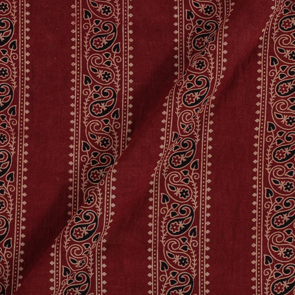 Gamathi Cotton Natural Dyed All Over Border Print Maroon Colour 47 Inches Width Fabric freeshipping - SourceItRight