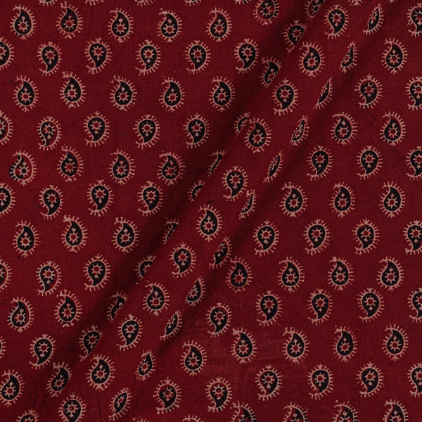 Gamathi Cotton Natural Dyed Paisley Print Maroon Colour Fabric freeshipping - SourceItRight