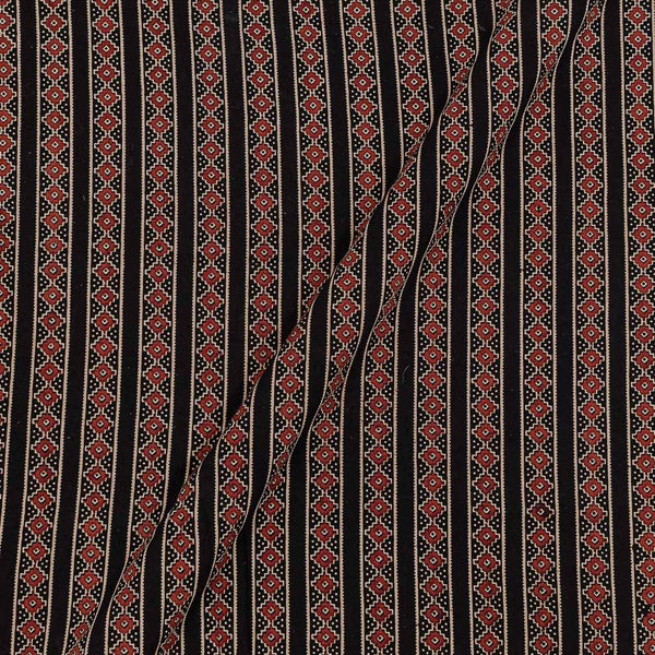 Gamathi Cotton Natural Dyed All Over Border Print Black Colour Fabric freeshipping - SourceItRight