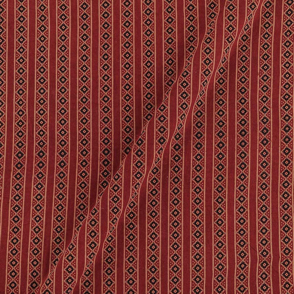 Gamathi Cotton Natural Dyed All Over Border Print Maroon Colour Fabric freeshipping - SourceItRight
