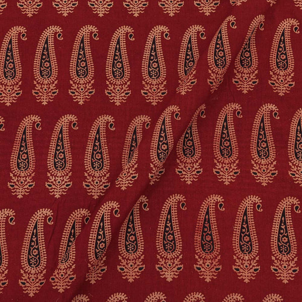 Gamathi Cotton Maroon Colour Double Kaam Natural Paisley Print 46 Inches Width Fabric freeshipping - SourceItRight