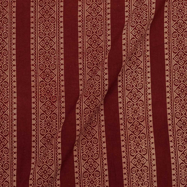 Gamathi Cotton Natural Dyed All Over Border Print Maroon Colour 46 Inches Width Fabric freeshipping - SourceItRight
