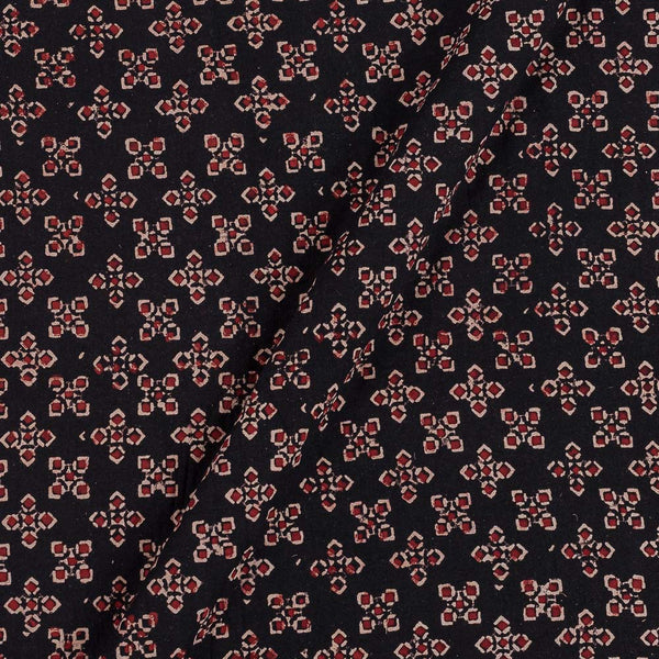 Gamathi Cotton Natural Dyed Geometric Print Black Colour Fabric freeshipping - SourceItRight