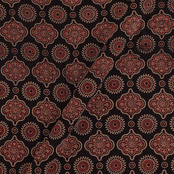 Gamathi Cotton Black Colour Mughal Double Kaam Natural Print Fabric Online 9445KQ