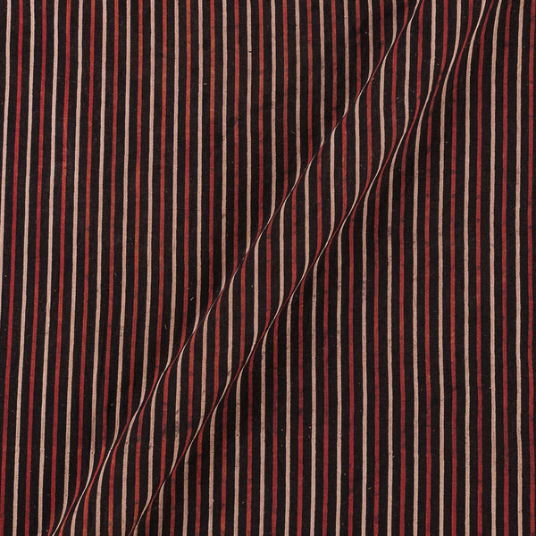 Gamathi Cotton Black Colour Stripes Double Kaam Natural Print 45 Inches Width Fabric freeshipping - SourceItRight