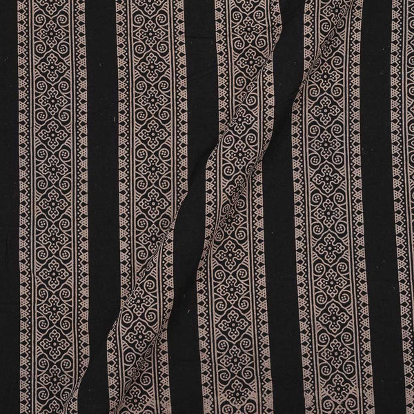 Gamathi Cotton Natural Dyed All Over Border Print Black Colour Fabric freeshipping - SourceItRight