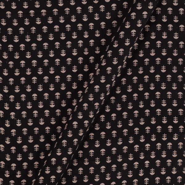 Gamathi Cotton Black Colour Double Kaam Natural Print  Fabric freeshipping - SourceItRight