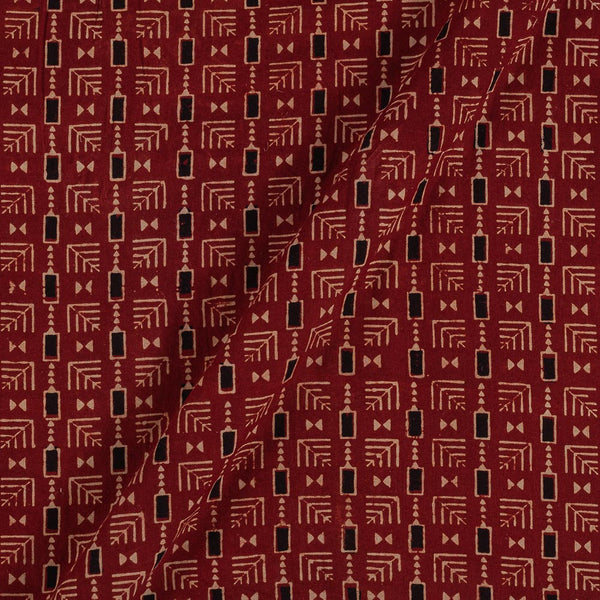 Gamathi Cotton Maroon Colour Geometric Double Kaam Natural Print Fabric freeshipping - SourceItRight