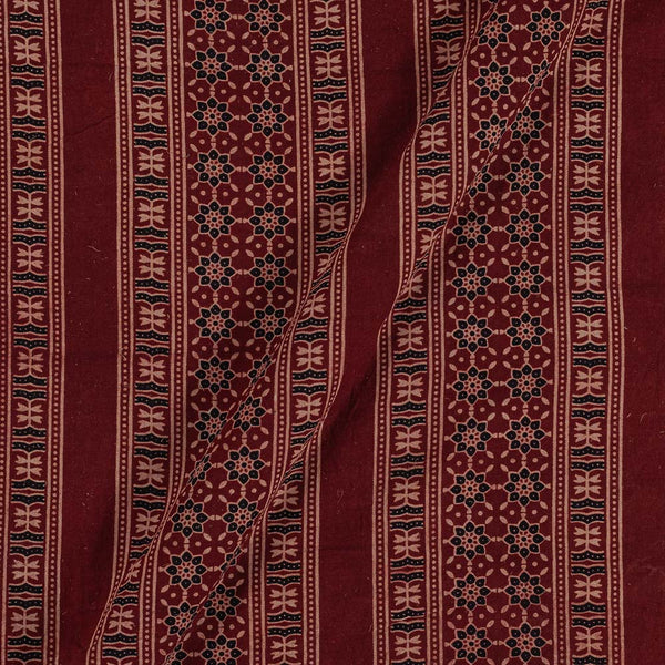 Gamathi Cotton Natural Dyed All Over Border Print Maroon Colour Fabric freeshipping - SourceItRight