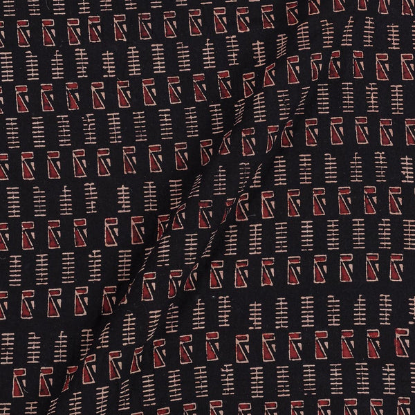Gamathi Cotton Black Colour Geometric Double Kaam Natural Print Fabric freeshipping - SourceItRight