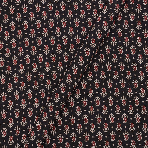 Gamathi Cotton Natural Dyed Paisely Print Black Colour Fabric freeshipping - SourceItRight