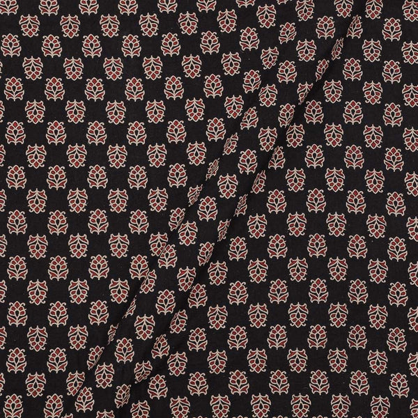 Gamathi Cotton Black Colour 43 Inches Width Double Kaam Floral Print Fabric freeshipping - SourceItRight