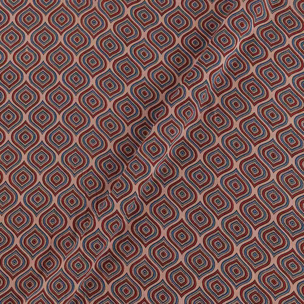 Ajarakh Cotton Off White Colour Natural Dye Geometric Print Fabric 9446ABA Online