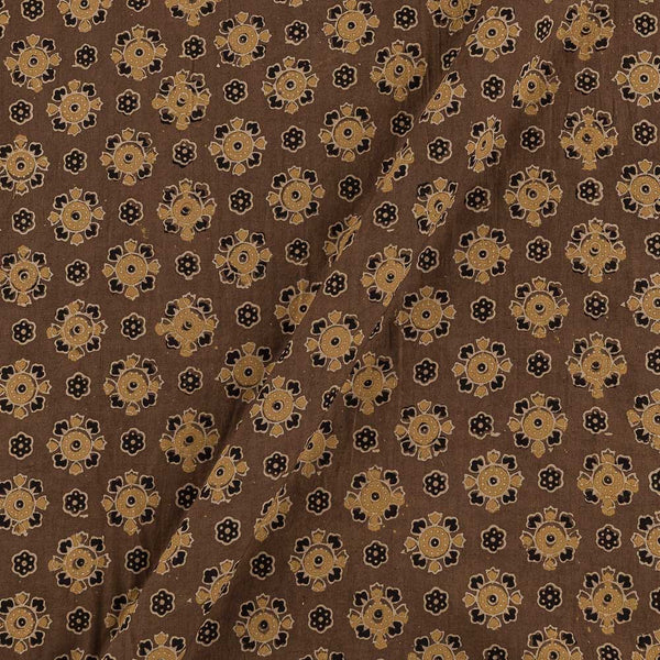 Ajrakh Cotton Dark Cedar Colour Natural Dye Floral Block Print Fabric 9446AFX