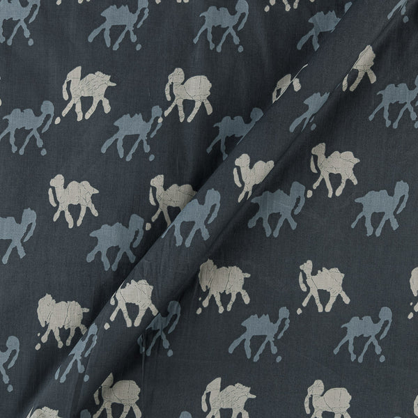 Cotton Dabu Blue Grey Colour Camel Motif Print Fabric Online 9451CR