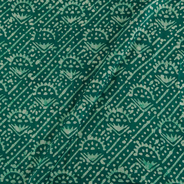 Bhagalpur Cotton Silk Peacock Green Colour Geometric Print Jacquard Fabric 9453R Online