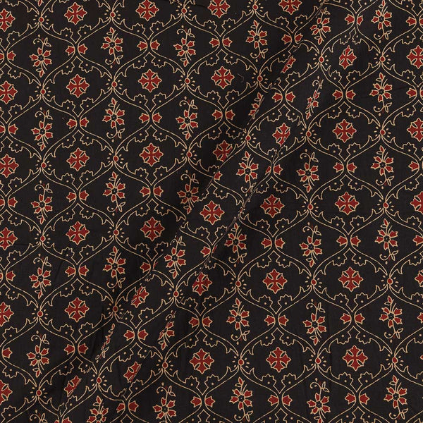 Cotton Black Colour Ajrakh Inspired Print Fabric Online 9501BT2
