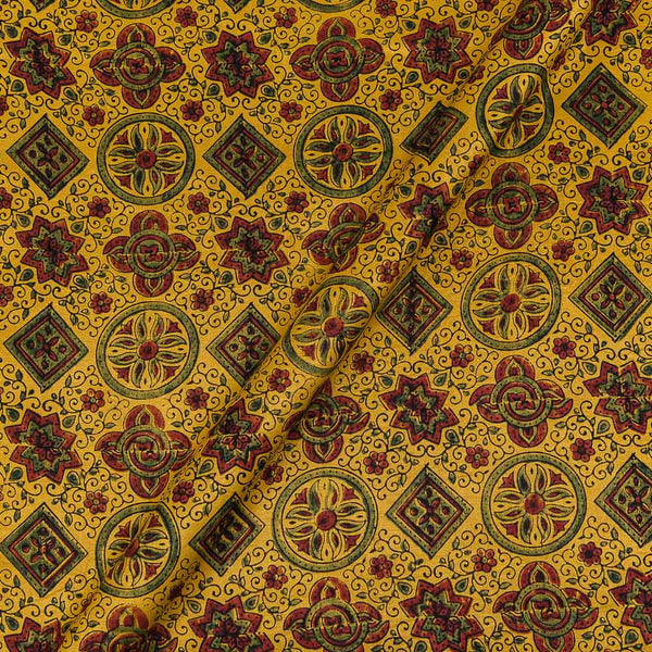 Gaji Mustard Yellow Colour 45 Inches Width Ajrakh Natural Print Fabric freeshipping - SourceItRight
