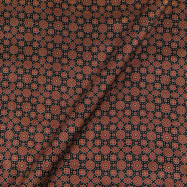 Gaji Black Colour 45 Inches Width Ajrakh Natural Print Fabric freeshipping - SourceItRight