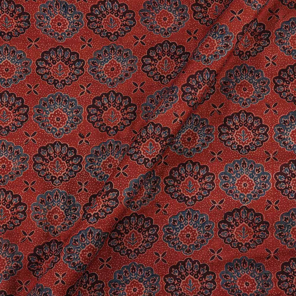 Mashru Gaji Brick Red Colour Ajrakh Hand Block Print Fabric Online 9506US1