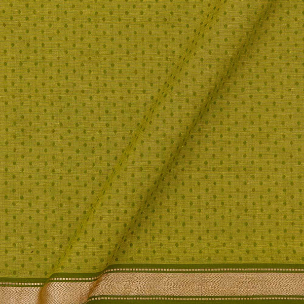 South Cotton Acid Green Colour Two Side Gold Border 43 Inches Width Fabric freeshipping - SourceItRight