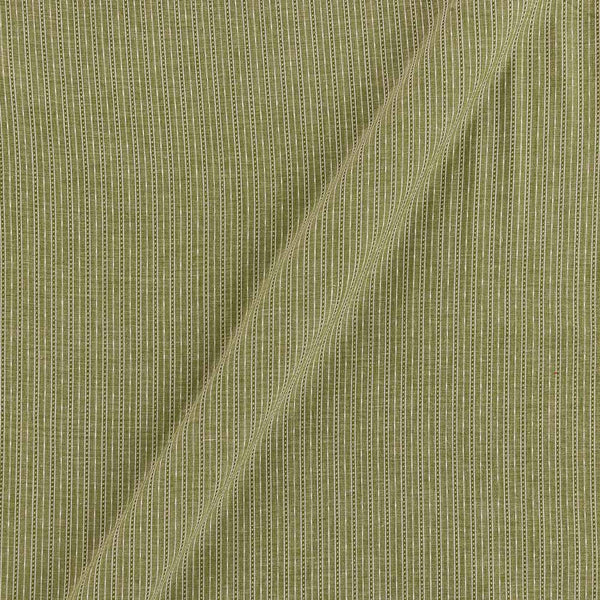 Kantha Pattern Jacquard Stripes Green X White Cross Tone Cotton Fabric Online 9543F