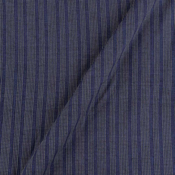Kantha Pattern Jacquard Stripes Violet X White Cross Tone Cotton Fabric Online 9543J