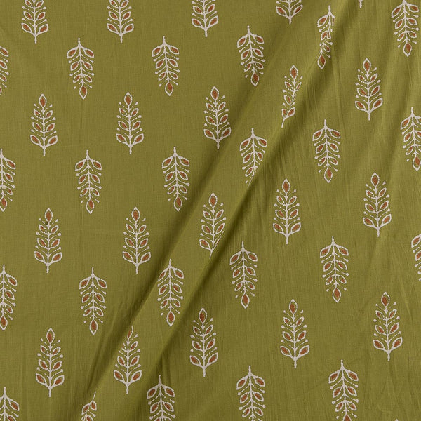 Buy Cotton Acid Green Colour Leaves Print Fabric Online 9549AA