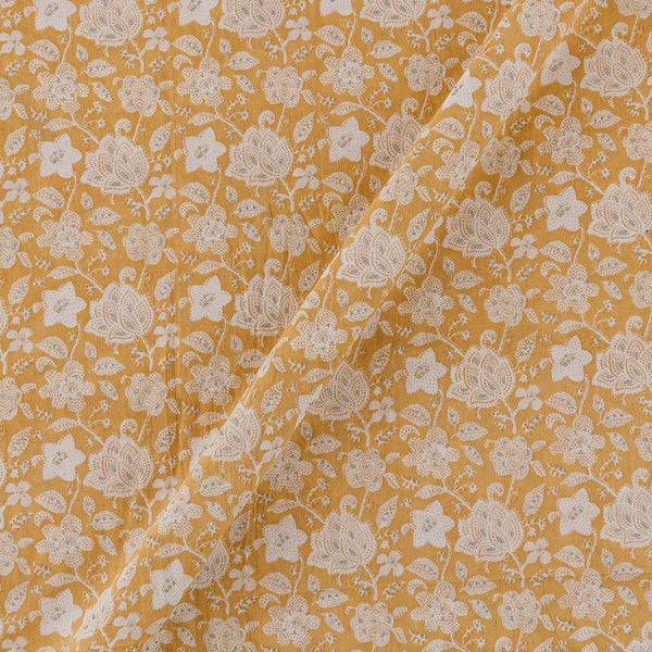 Cotton Mustard Yellow Colour Floral Jaal Print Fabric Online 9549CA2