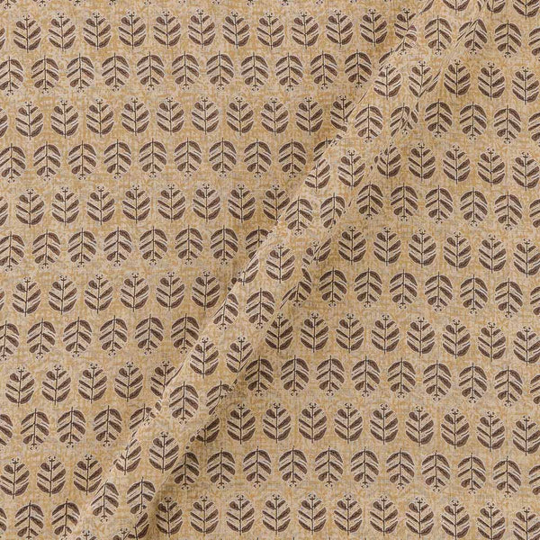 Cotton Beige Yellow Colour Leaves Print Fabric Online 9562AI2