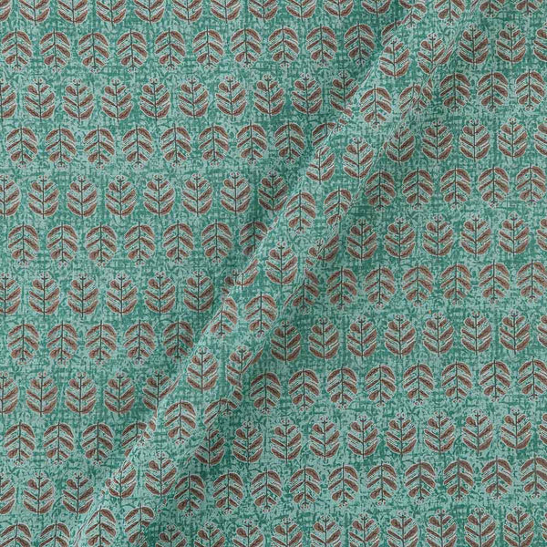Cotton Mint Green Colour Leaves Print Fabric Online 9562AI4