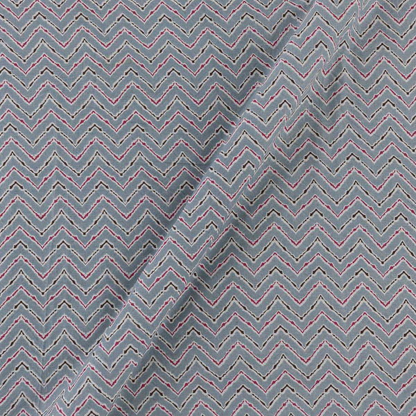 Cotton Grey Colour Chevron Print Fabric Online 9562AU