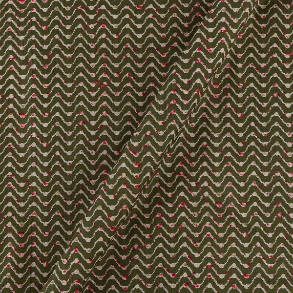 Cotton Green Colour Chevron Print Fabric Online 9562M 