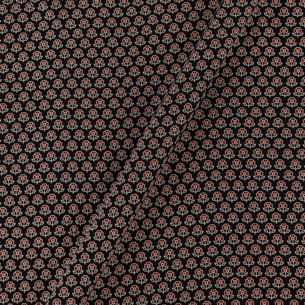 Buy Cotton Barmer Ajarakh Black Colour Floral Block Print Fabric Online 9567BQ