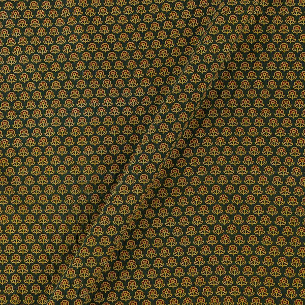 Buy Cotton Barmer Ajrakh Dark Green Colour Floral Block Print Fabric Online 9567BT