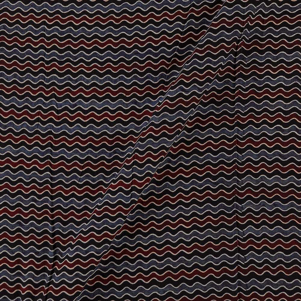 Cotton Barmer Ajrakh Black Colour Geometric Block Print 40 Inches Width Fabric