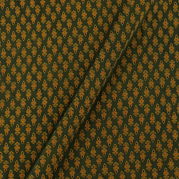 Buy Cotton Barmer Ajrakh Deep Green Colour Floral Block Print Fabric Online 9567CW