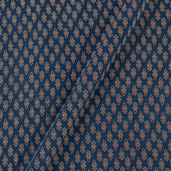 Buy Cotton Barmer Ajrakh Indigo Blue Colour Floral Block Print Fabric Online 9567CX