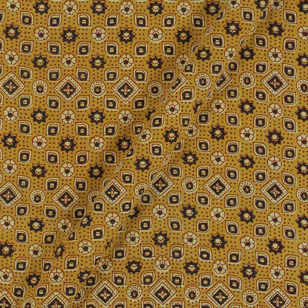Ajarakh Inspired Mustard Colour Geometric Print 42 Inches Width Cotton Fabric freeshipping - SourceItRight