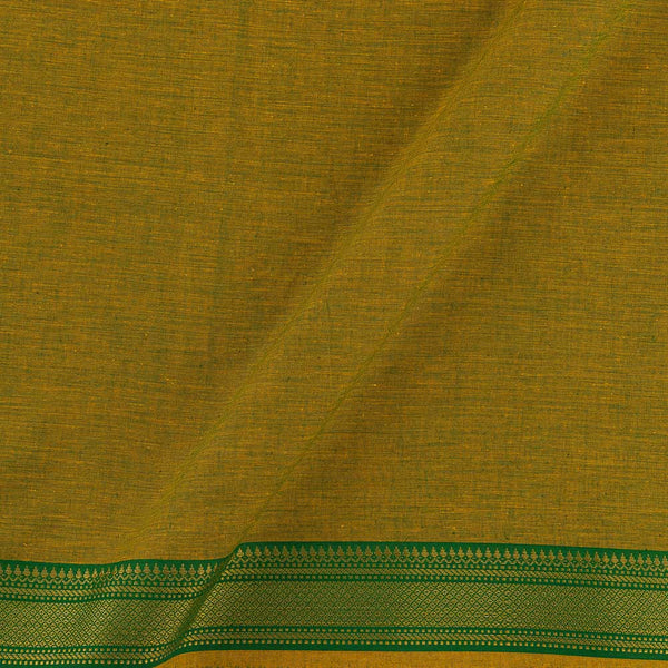 South Cotton Mustard Green Mix Tone Two Side Zari Border 41 Inches Width Fabric freeshipping - SourceItRight