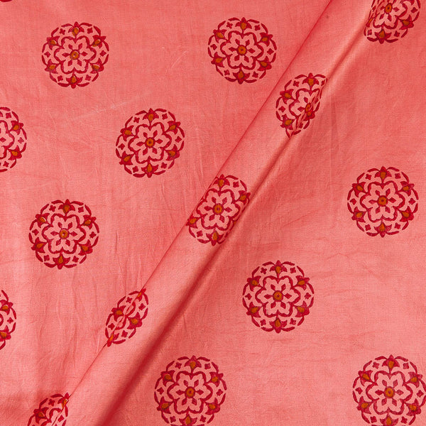 Mashru Gaji Coral Colour Mughal Butta Hand Block Discharge Print Fabric Online 9582AG