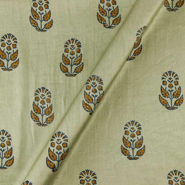 Mashru Gaji Laurel Colour Floral Butta Hand Block Discharge Print Fabric Online 9582AO