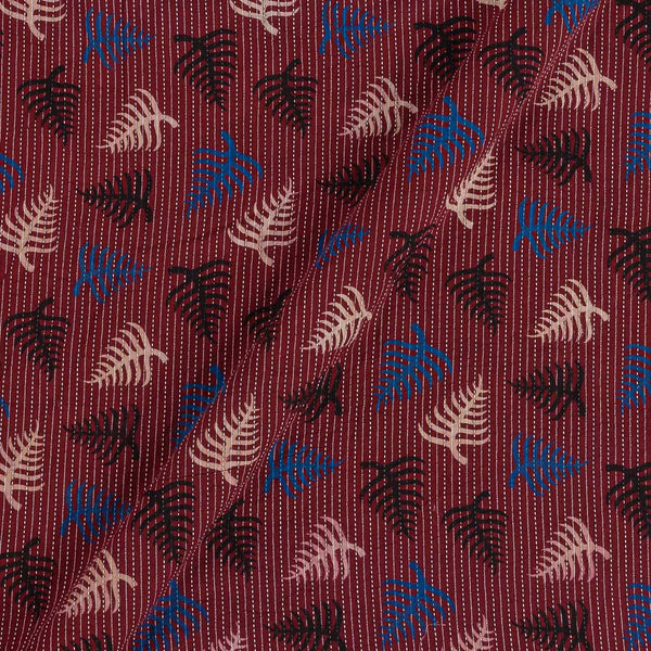 Cotton Maroon Colour  Leaves Print 43 Inches Width Kantha Doriya Fabric freeshipping - SourceItRight