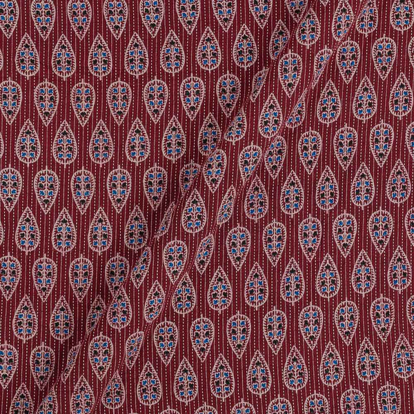 Cotton Maroon Colour  Leaves Print 43 Inches Width Kantha Doriya Fabric freeshipping - SourceItRight