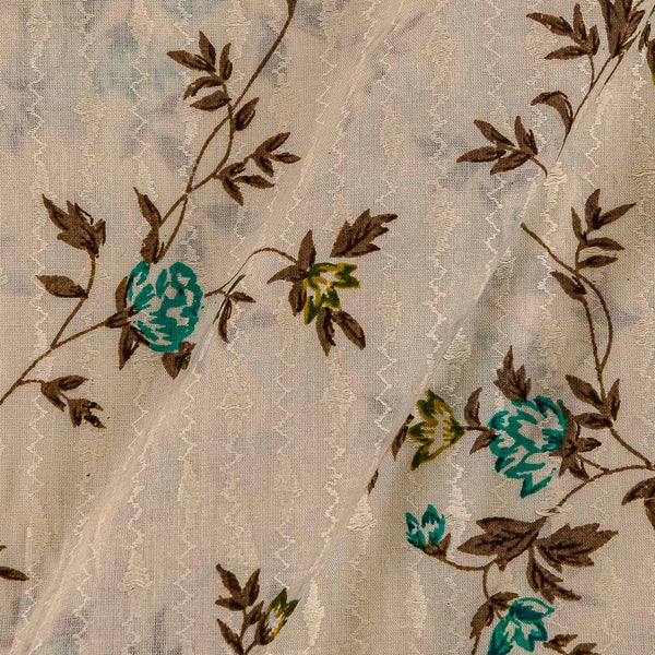 Buy Cotton Off White Colour Floral Jaal Print Self Jacquard Fabric Online 9667K