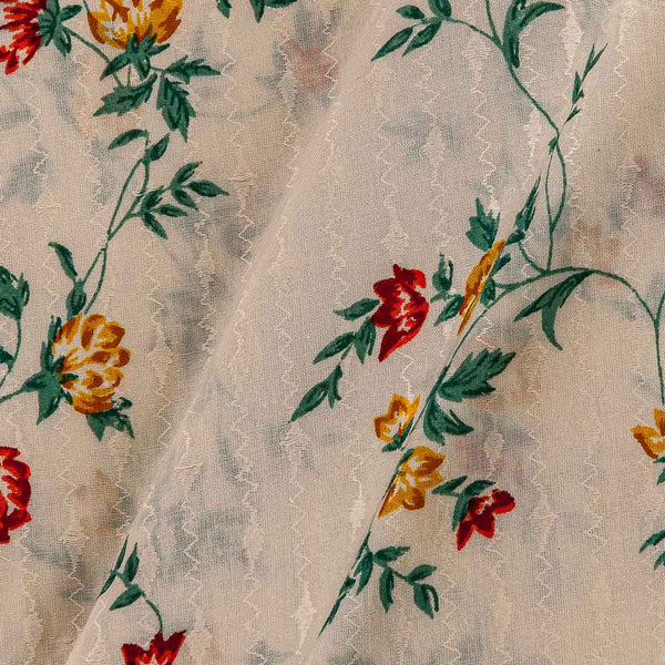 Buy Cotton Off White Colour Floral Jaal Print Self Jacquard Fabric Online 9667M