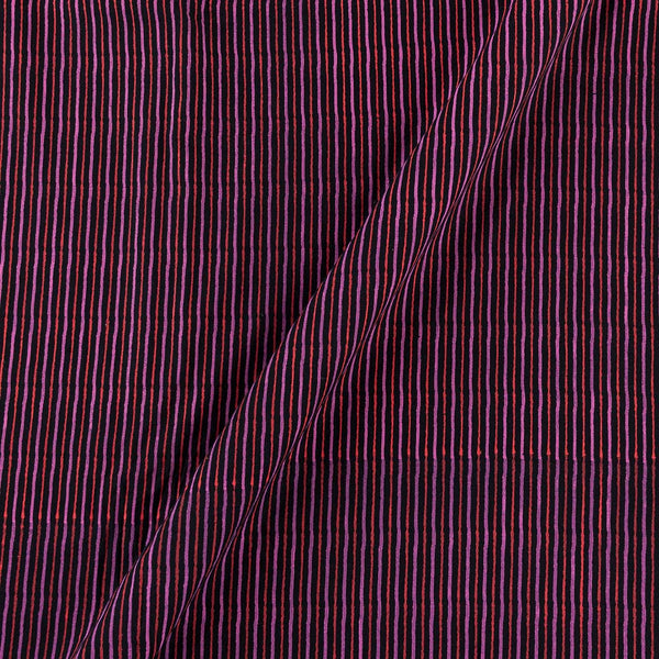 Cotton Mul Black Colour Stripes Print Fabric Online 9672M